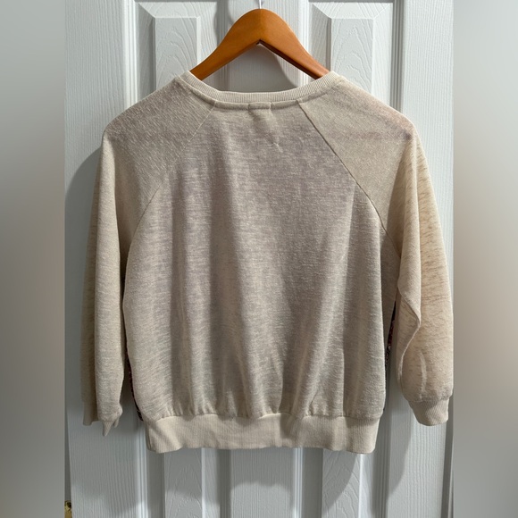 Anthropologie Woman’s Tiny Paisley Cropped Red and Cream Patterned Sweater in S - Picture 9 of 9